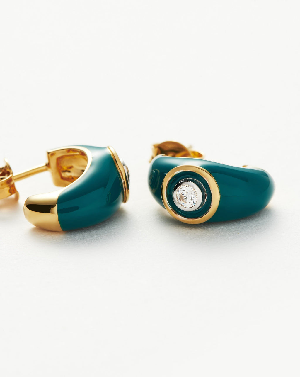 Enamel & Stone Dome Small Hoop Earrings