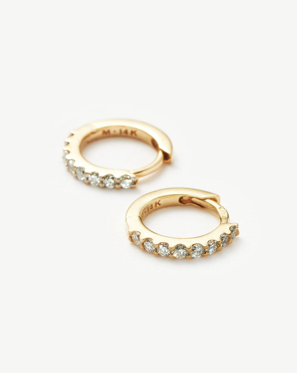 Solid Gold Classic Diamond Huggies | 14ct Solid Gold/Diamond