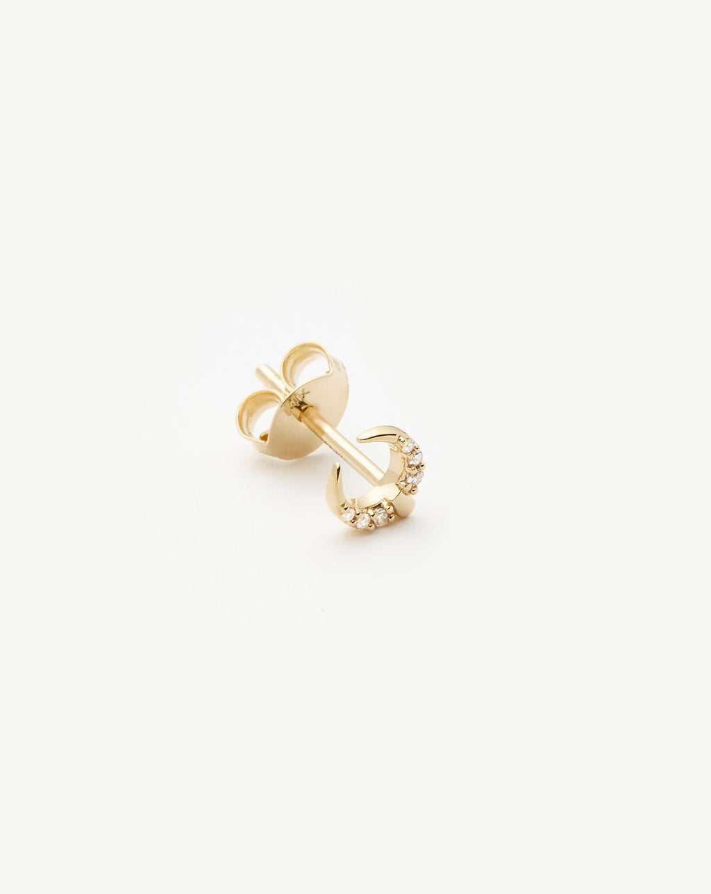 Solid Gold Lucy Williams Horn Single Stud Earring | 14ct Solid Gold/Diamond
