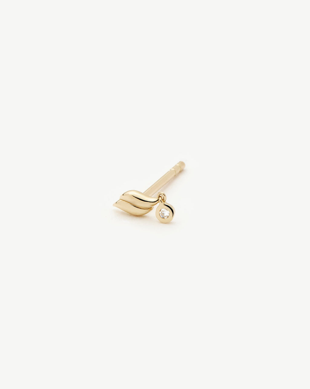 Solid Gold Savi Single Stud Earring | 14ct Solid Gold/Diamond