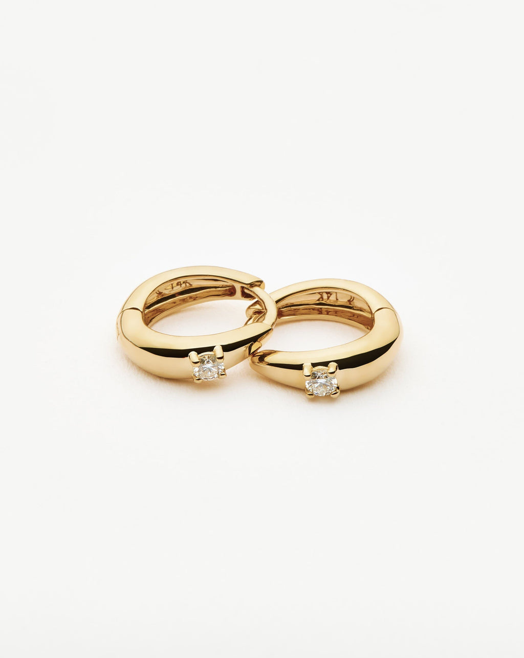 Solid Gold Diamond Dome Huggies | 14ct Solid Gold/Diamond