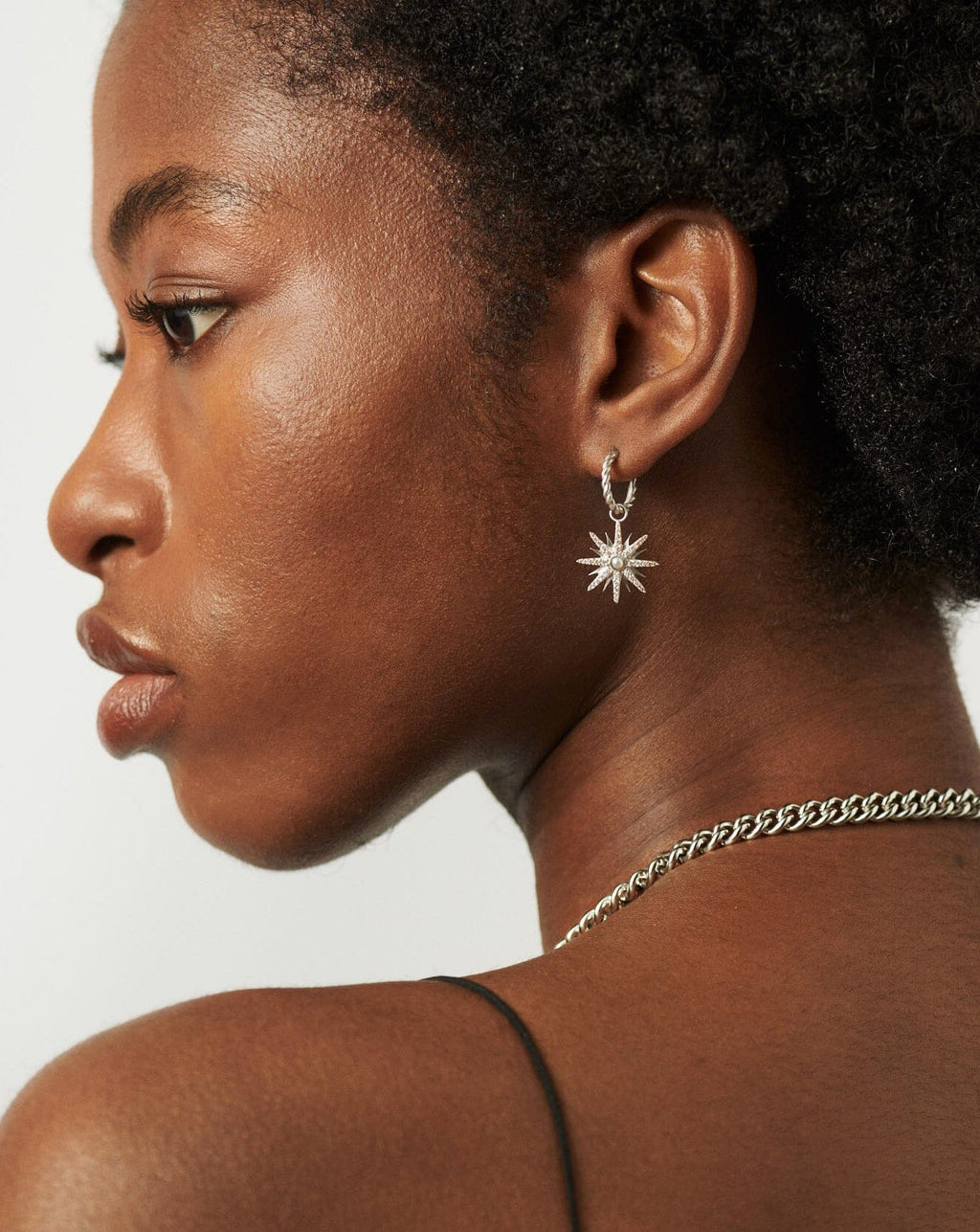 Harris Reed Moonlight Pearl Mismatch Hoop Earrings | Silver Plated/Pearl
