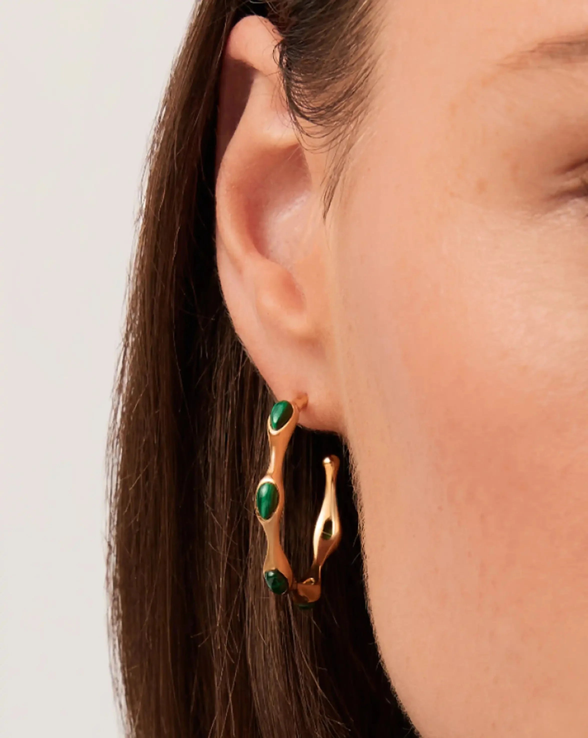 Magma Gemstone Medium Hoop Earrings | 18ct Recycled Gold Plated on Brass