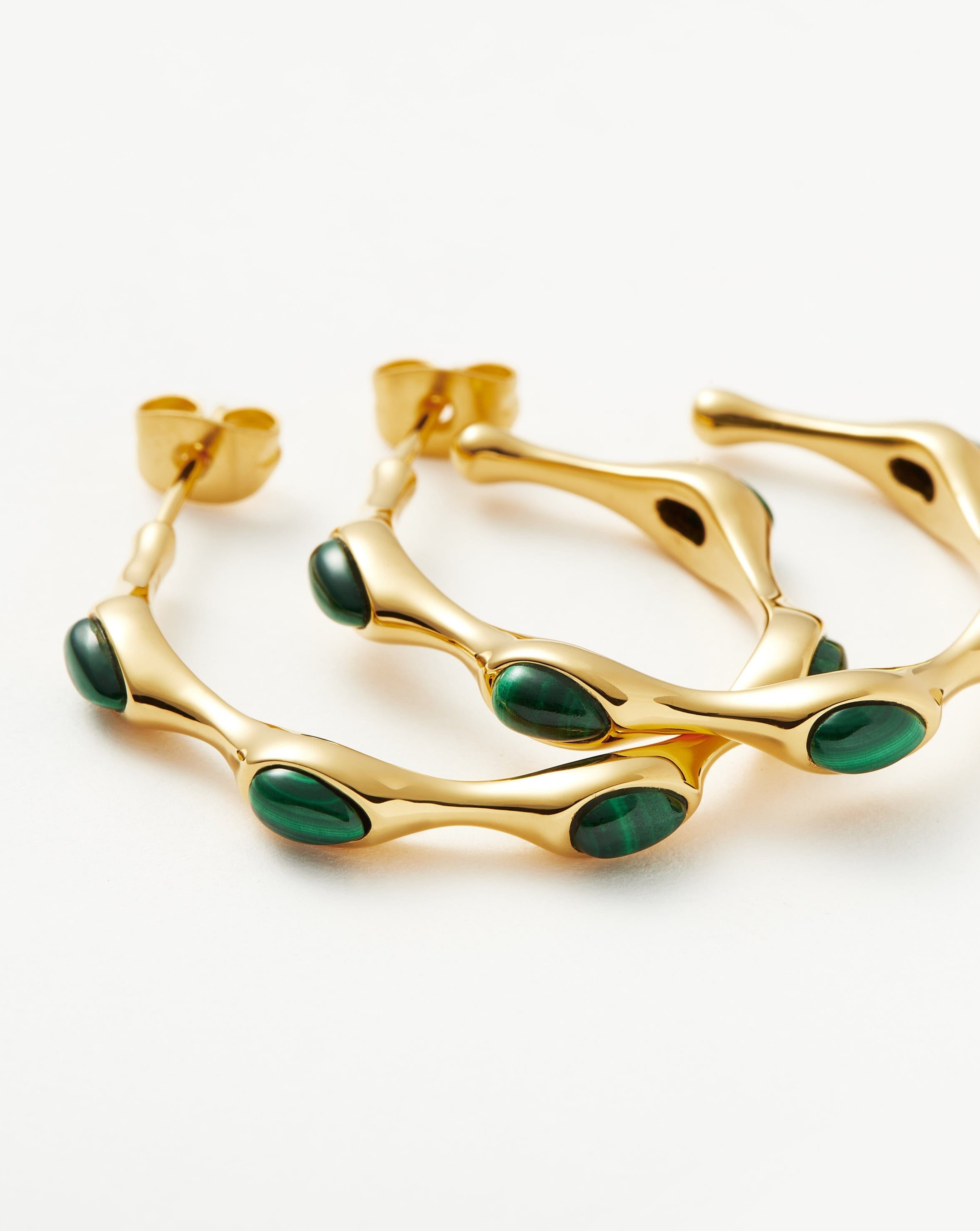 Magma Gemstone Medium Hoop Earrings | 18ct Recycled Gold Plated on Brass
