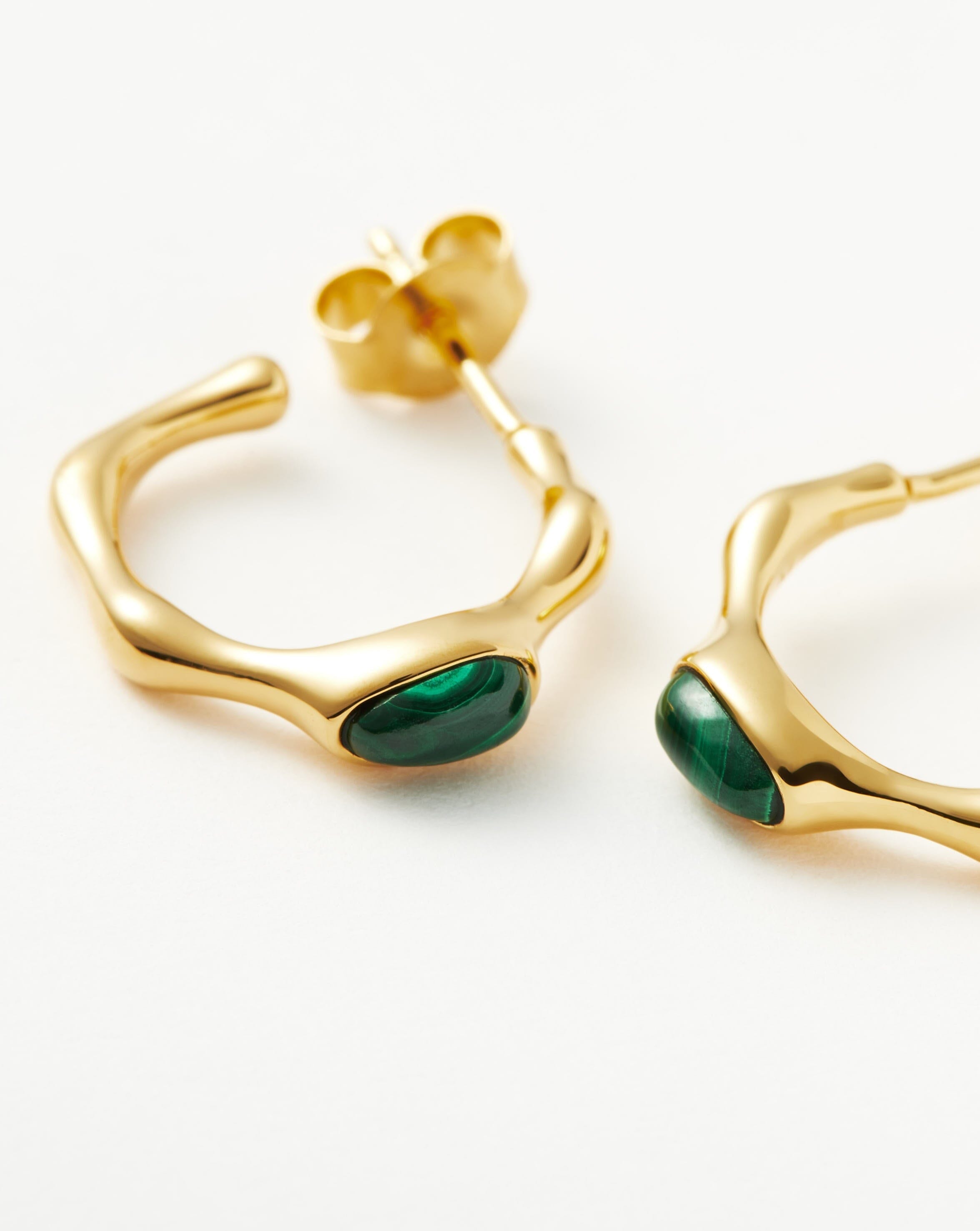 Magma Gemstone Small Hoop Earrings | 18ct Recycled Gold Vermeil on Recycled Sterling Silver