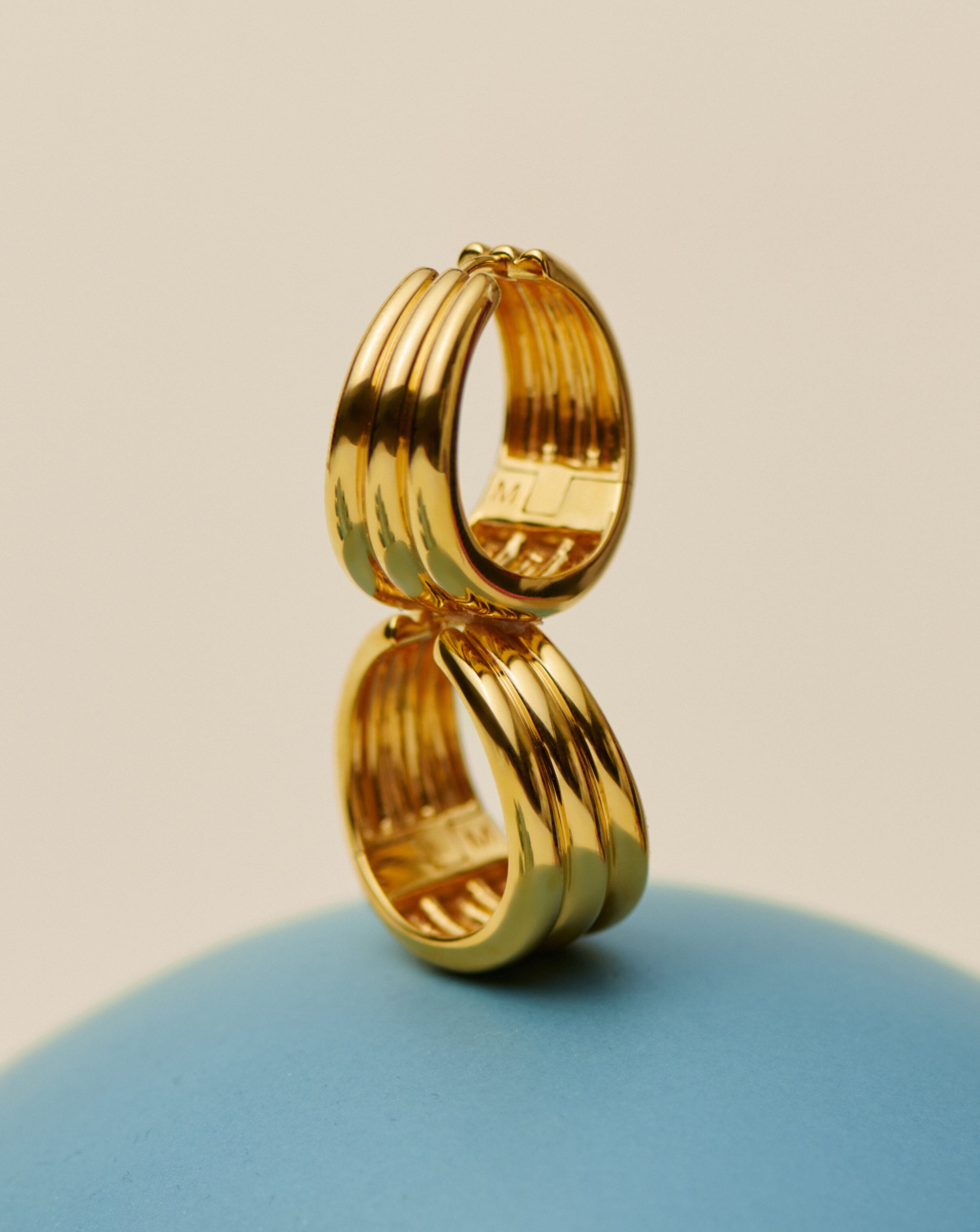 Savi Triple Ridge Hoop Earrings | 18ct Gold Vermeil