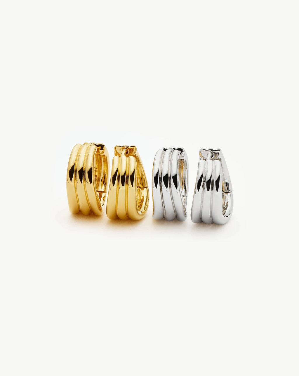 Savi Triple Ridge Hoop Earrings | Sterling Silver