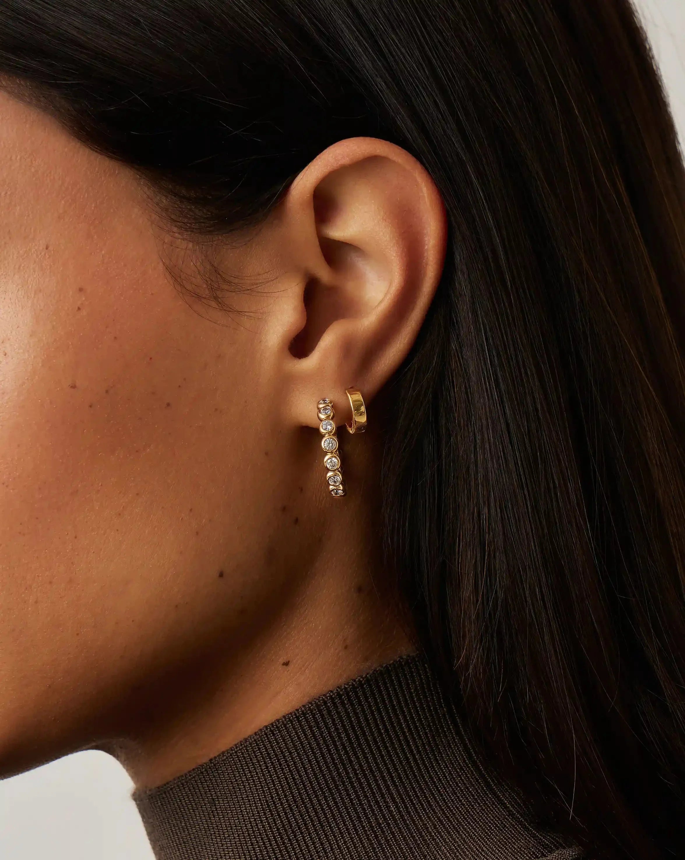 Tennis Classic Hoop Earrings | 18ct Gold Plated/Cubic Zirconia