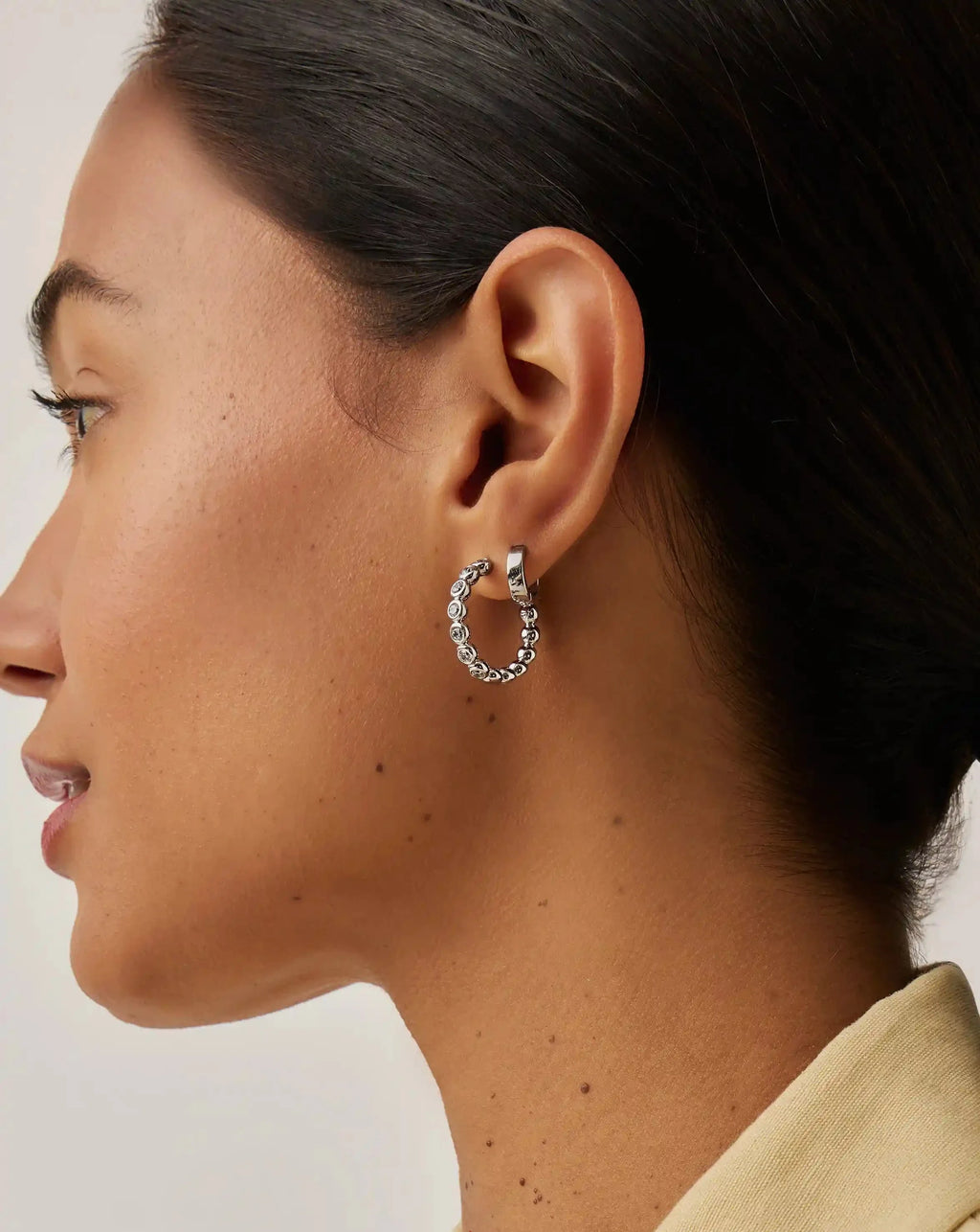 Tennis Classic Hoop Earrings | Silver Plated/Cubic Zirconia