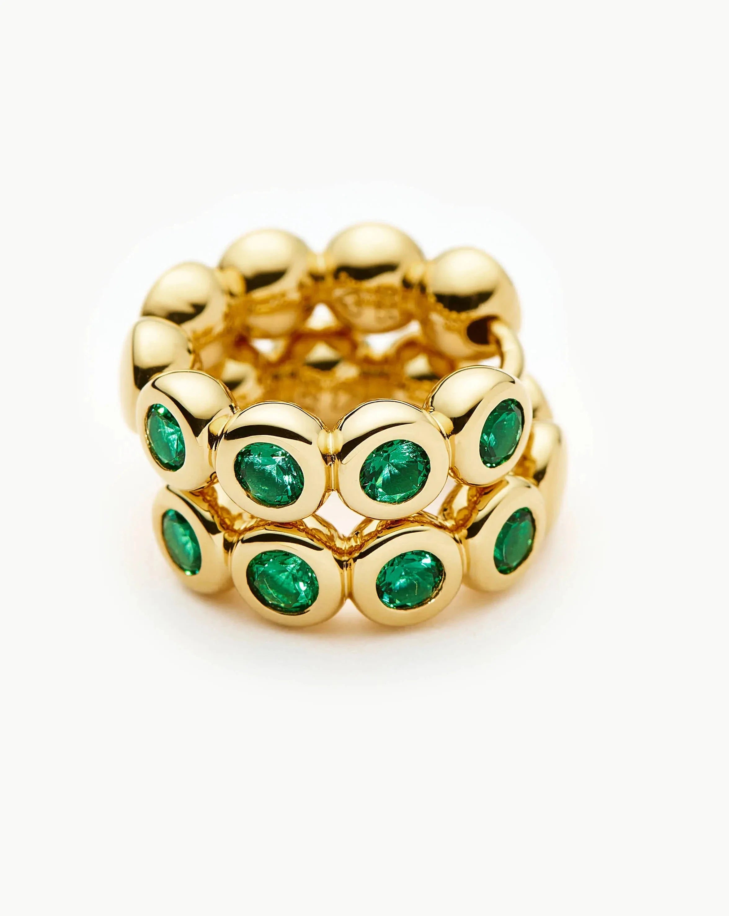 Tennis Small Hoop Earrings | 18ct Gold Vermeil/Emerald Green Nano-crystal